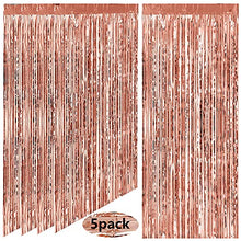 Load image into Gallery viewer, Metallic Tinsel Foil Fringe Curtains, 5pcs 3ft x 6.6ft Glitter Curtains, Photo Booth Props Backdrop Curtain for Door Decorations Hanging, Birthday, Wedding, Hen Do Party, Christmas, Xmas