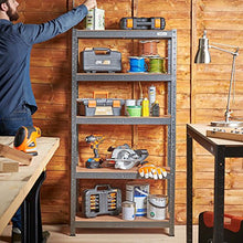 Load image into Gallery viewer, VonHaus 5 Tier Garage Shelving – Metal Racking, Steel & MDF Boltless Shelves - Massive 875kg Capacity 175KG per Shelf - 150cm H 75cm W 30cm D