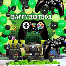 Load image into Gallery viewer, Sursurprise Video Game Balloons Garland Arch kit Black and Green, 77 Packs Balloons and Gaming Backdrop Photo for Kids Boys