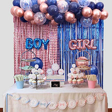 Load image into Gallery viewer, Lopeastar Gender Reveal Balloon Arch Decoration - 52 Balloons Navy Blue and Rose Gold tinsel Foil Fringe Curtains Backdrop, Boy or Girl Baby Reveal Party Supplies