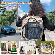 Load image into Gallery viewer, Insulated Cute Lunch Bag Cooler Bag Portable Carrying Lunch Box Bag with Front Pocket and Removable Adjuatable Shoulder Strap for Boys Girls Women Men to School Office Outdoor (Black Camouflage)