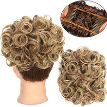 Load image into Gallery viewer, Messy Bun Combs in Scrunchie Chignon Hairpiece Curly Bun Extensions Scrunchie Updo Hair Pieces Synthetic Combs in Messy Bun Hair Piece for Women (Light Brown &Blonde Mixed/12T24#)