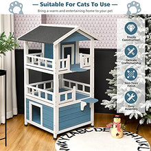 Load image into Gallery viewer, GYMAX Wooden Cat House, Weatherproof Kitten Shelter with Roof, Outdoor Indoor Pets Playhouse Condo for Dogs, Rabbits & Chickens (60 x 60 x 126cm)
