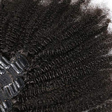 Load image into Gallery viewer, Clip in Hair Extensions Human Hair 4B 4C Afro Curly Clip Ins Real Remy Mongolian Human Hair for Black Women 120G 8pcs/set Full Head Natural Black(12INCH/30CM,)