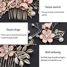 Load image into Gallery viewer, 4pcs Wedding Hair Comb Rhinestone Pearl Hair Pins for Women, Light Rose Gold Wedding Hair Clip Rhinestone Bridal Comb Barrette, Wedding Hair Accessories Headpiece