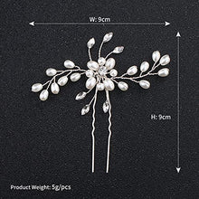 Load image into Gallery viewer, 3 PCS Bridal Hair Pins, SONGQEE Pearl Flower Crystal Bridal Bridesmaid Jewelry Wedding Hair Pin Clips Rhinestone Headpiece Accessories Bobby Pin