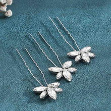 Load image into Gallery viewer, Runmi Wedding Hair Pins Silver Bride Hair Piece Crystal Bridal Headpiece Wedding Hair Accessories for Women and Girls(Pack of 3)
