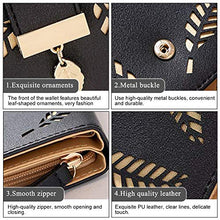 Load image into Gallery viewer, Ladies Purse Wallet, Womens Small Bifold Leather Purses Handbag with Cash/ID/Credit Card Holder Hollow Leaf, Ladies Vegan Coin Purses Wallet Money Bags with Zip Birthday Xmas Gifts for Women Girls