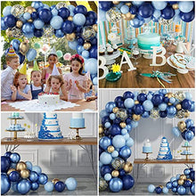 Load image into Gallery viewer, Paready Navy Blue Balloons Arch Kit Garland, Metallic Blue Macaron Blue Balloons Gold Confetti and Metallic Gold Balloons Arch for Birthday Party Decorations Wedding Bridal Shower Baby Shower
