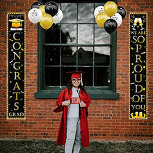 Load image into Gallery viewer, Recosis Graduation Decorations 2022 Congrats Grad - Black Graduation Banners Home Door Porch Signs, Booth Backdrop Photo Prop, Graduation Theme Balloons, Cake Topper for Graduation Party Supplies