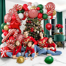 Load image into Gallery viewer, Christmas Balloon Arch Kit, 126PCS Christmas Arch with Red and White Christmas Balloons, Candy Cane Foil Balloons, Christmas Balloon Garland Arch Kit for New Year Xmas Holiday Party Decor
