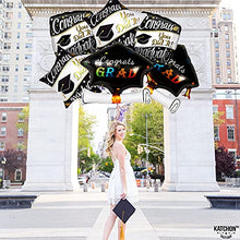 Load image into Gallery viewer, Congrats Grad Graduation Balloons with Graduation Cap Balloons - Black, Silver Graduation Decorations 2021 | Square, Star Congrats Balloons for Class of 2021 | Black Graduation 2021 Decorations Supply