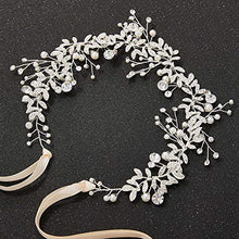 Load image into Gallery viewer, SWEETV Rhinestone Silver Wedding Headband Pearl Hair Vine Bohemian Headpiece for Brides- Bridal Hair Accessories