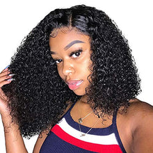 Load image into Gallery viewer, 10 Inch Natural Black Short Bob Wig Deep Wave Curly Lace Front Human Hair Wig13x6x1 T Part Transparent Lace Front Wig For Black Women