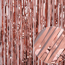 Load image into Gallery viewer, Hejo 5 Pack Rose Gold Foil Curtain, 3.3ft x 6.6ft Metallic Tinsel Curtains, Glitter Curtain Backdrop for Wedding, Party, Birthday, Christmas, Halloween, Bachelorette, New Year Decor
