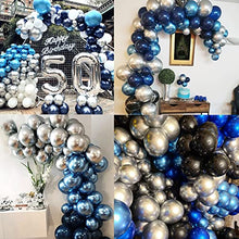 Load image into Gallery viewer, DJLLA Blue Balloon Arch Kit,Balloon Garland Navy Blue Latex Agate Ballon Blue Sliver Metallic Balloon Arches 85 Pack for Boy Men Birthday Space Party Baby Shower Ramadan Mubarak Halloween Decorations