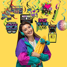 Load image into Gallery viewer, 80's Party Foil Swirl Decorations, Disco Rock Hippie Hanging Swirls Ceiling Decor for 1980s Theme Retro Party Supplies