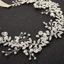 Load image into Gallery viewer, SWEETV Rhinestone Silver Wedding Headband Pearl Hair Vine Bohemian Headpiece for Brides- Bridal Hair Accessories