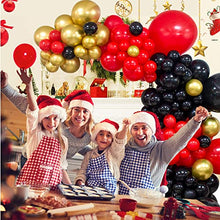 Load image into Gallery viewer, Red Black and Gold Balloons Arch Garland Kit 157 PCS Black Red metallic gold Latex Party Balloons set for Birthday Decoration Wedding Valentines Casino Card Night Las Vegas Party Decorations Supplies