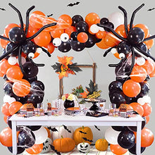 Load image into Gallery viewer, Halloween Balloon Garland Arch kit 171 Pieces with Halloween Spider Web Black Orange Gray Balloons Spider Balloons for Halloween Day Party Decorations