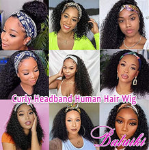 Load image into Gallery viewer, Headband Wig for Black Human Hair, Deep Wave Wig Human Hair Natural Color, Virgin Human Hair for Women.