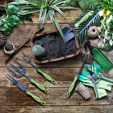 Load image into Gallery viewer, Hortem Garden Tools Set, 9PCS Gardening Tools Gifts for Women Men, Include Durable Steel Trowel Set, Large Garden Tote Bag, Garden Gloves and Hand Pruner
