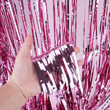 Load image into Gallery viewer, Geboor 3 Pack Metallic Tinsel Curtains 1 x 2.5m Fringe Foil Curtain for Wedding Birthday Party Door Windows Decorations Pink