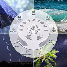 Load image into Gallery viewer, Sleep White Noise Machine, 9 Soothing Natural Sounds Therapy for Insomnia, Sleeping Trouble, Seniors, Office Break etc.Rest Easily with Timer Options, USB or Battery Powered-White