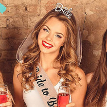 Load image into Gallery viewer, Bride to Be Sash Set,5 Pack Hen Party lovely Veil, Bride Headband Tiara, Garters for Brides,Sunglasses,Great for little Hen do Surprise,Bridal Shower, Bachelorette Party,Wedding,Gifts
