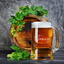 Load image into Gallery viewer, Personalised Name Script Font Birthday Beer Tankard Glass Gift for Him