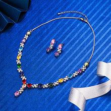 Load image into Gallery viewer, Clearine Women's Wedding Bridal Cubic Zirconia Infinity Y-Shape Necklace Dangle Earrings Set Multicolor Silver-Tone