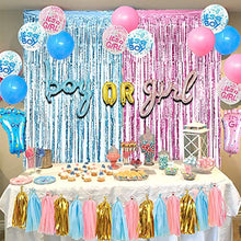 Load image into Gallery viewer, Baby Gender Reveal Party Supplies, 36 Inch Reveal Balloon, Boy or Girl Banner, Foil Balloons, Pink and Blue Clear Balloon, Metallic Fringe Curtain, Tissue Paper Tassels for Baby Shower Birthday