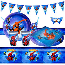 Load image into Gallery viewer, Ainvliya 62 Pcs Party Tableware Set Party Supplies Set Birthday Party Paper Plates Cups Napkins and Tablecloth Sets Kids Birthday Party Decorations for 10 Guests