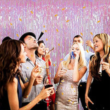 Load image into Gallery viewer, SMALUCK 2 Pack 6.5Ft Rainbow Foil Fringe Curtains, Metallic Streamers Backdrop for Christmas Hanging Streamers for Party/Prom/Birthday Favors