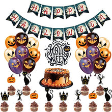 Load image into Gallery viewer, TEPILOS Halloween Decorations, 47PCS Halloween Balloons Arch Garland Kit with Black and Orange Latex Balloons Cake Toppers for Outdoor Indoor Halloween Party Decor
