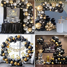 Load image into Gallery viewer, Black Gold Balloon Arch Kit, Chrome Black Gold and Silver Balloon Garland Arch Kit for Men Women Birthday Party Wedding Halloween, New Year, NYE, Eid Mubarak, Retirement, Graduation Party Decorations