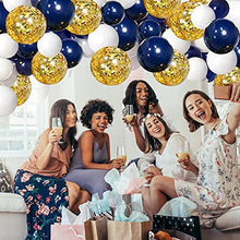 Load image into Gallery viewer, GRESAHOM Balloon Garland Kit, 122pcs Navy Blue White Gold Latex Party Balloon Arch Kit with Gold Confetti Balloons Ideal for Birthday Wedding Baby Shower Party Decorations