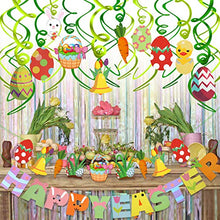 Load image into Gallery viewer, HOWAF 40pcs Happy Easter Bunting Banner Easter Hanging Swirl Decorations Easter Egg Bunny Hanging Swirl Foil Decorations,Easter Egg Rabbit Bunny Chick Carrot Chicken for Easter Party Home School Decor