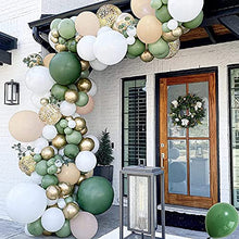Load image into Gallery viewer, Sage Green Balloon Garland Kit - 125Pcs Eucalyptus Garland, Retro Olive Green, Peach White and Gold Latex Balloons Arch Kit for Wedding Birthday, Baby & Bridal Shower Decorations
