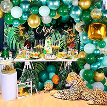 Load image into Gallery viewer, Jungle Safari Theme Party Supplies, 167Pcs Jungle Party Balloon Garland Kit with Palm Leaves, Green Balloons Arch Kit for Kids Boys Girls Birthday Party, Baby Shower, Safari Party Decorations Backdorp