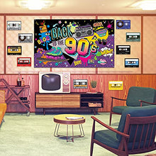 Load image into Gallery viewer, 90s Party Decorations for Adults 90's Backdrop Back to The 90's Themed Banner Hip Hop Graffiti Photography Background Wall Table Birthday Party Decoration Supplies