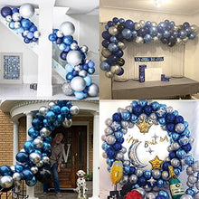 Load image into Gallery viewer, DJLLA Blue Balloon Arch Kit,Balloon Garland Navy Blue Latex Agate Ballon Blue Sliver Metallic Balloon Arches 85 Pack for Boy Men Birthday Space Party Baby Shower Ramadan Mubarak Halloween Decorations