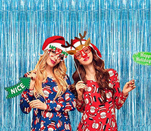 Load image into Gallery viewer, BRAVESHINE Blue Foil Fringe Curtain Party Backdrop, Metallic Tinsel Curtains Streamers Party Decor for Kids Frozen Unicorn Mermaid Decorations Baby Shower Ocean Theme Birthday Party (2Pack, 1x2.5m)