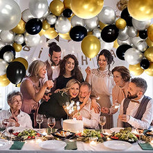 Load image into Gallery viewer, Black Balloons Arch Kit- 138Pcs Black Gold White Balloon Garland Kit, Latex Balloons Party Decorations Backdrop Ideal for Birthday, Baby Shower, Wedding Decorations