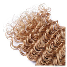 Load image into Gallery viewer, Mila 3 Bundles Human Hair Weave Deep Wave 27# Honey Blonde 7A Brazilian Virgin Curly Hair Bundles Extensions 100g/Bundles (12"14"16")