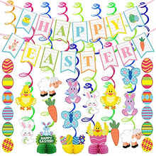 Load image into Gallery viewer, JOYIN 31 PCS Easter Decorations Egg Bunny Foil Swirl Party Hanging Decoration Mega Value Kit for Easter and Themed Party Decoration