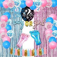 Load image into Gallery viewer, Baby Gender Reveal Party Supplies, 36 Inch Reveal Balloon, Boy or Girl Banner, Foil Balloons, Pink and Blue Clear Balloon, Metallic Fringe Curtain, Tissue Paper Tassels for Baby Shower Birthday
