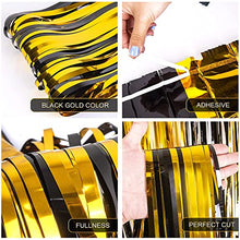 Load image into Gallery viewer, AILEXI 3 Pack Metallic Tinsel Curtains Foil Fringe Shimmer Streamers Curtain Door Window Decoration for Party Supplies 3ft*8ft - BlackGold