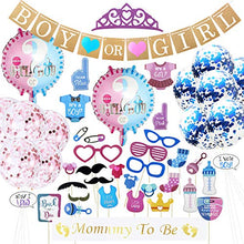 Load image into Gallery viewer, 120pcs Baby Gender Reveal Party Decoration Supplies with Boy or Girl Gender Reveal Balloon Banner Decoration,Foil Balloons and Confetti Balloons,Cupcake Toppers,Photo Booth Props with Stickers