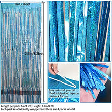 Load image into Gallery viewer, Hisredsun 4 pack Metallic Tinsel Curtains 3.2x8.2ft Sparkle Foil Fringe Curtains for Photo Backdrop Door Wall Hanging Party Christmas Decoration (light blue)